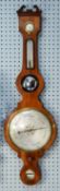 EARLY NINETEENTH CENTURY BOXWOOD AND EBONY STRUNG MAHOGANY BANJO BAROMETER with 10” silvered dial,