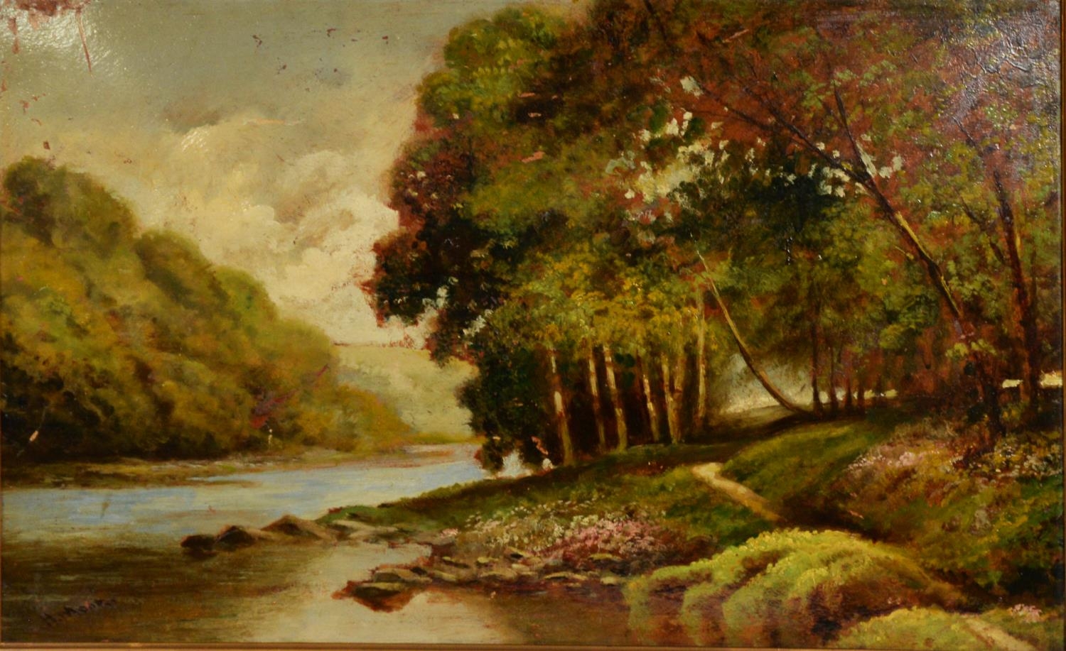 19th CENTURY ENGLISH SCHOOL PAIR OF OILS ON CANVAS Landscapes 15 1/2in x 24 1/2in (39.3 x 62.2cm) - Image 2 of 12