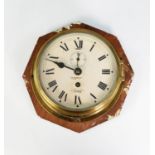 SESTREL BRASS SHIP’S BULKHEAD WALL CLOCK, of typical form with subsidiary seconds dial, the back