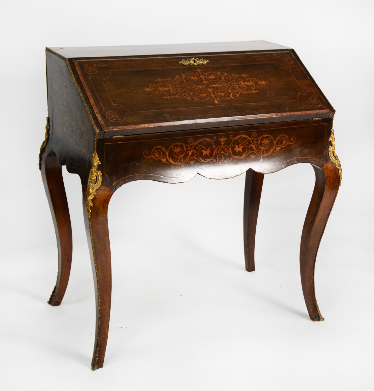 LATE NINETEENTH CENTURY GILT METAL MOUNTED AND INLAID KINGWOOD BUREAU DE DAME, of typical for the - Image 4 of 6