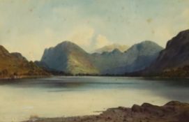 EDWARD HORACE THOMPSON (1879-1949) WATERCOLOUR 'In the blue light of a summer morn, Buttermere