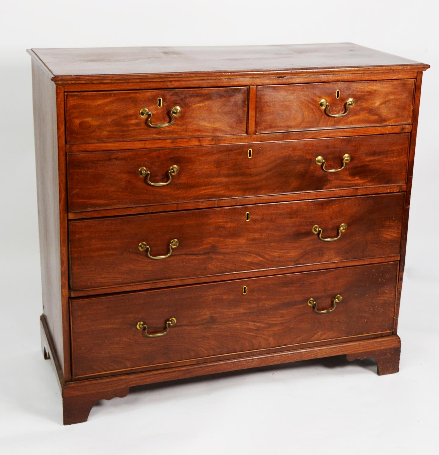 GEORGE III MAHOGANY CHEST OF DRAWERS, the moulded oblong top above two short and three long, - Image 2 of 3