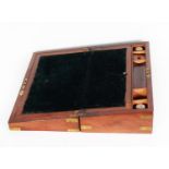 VICTORIAN FLAME CUT MAHOGANY AND BRASS MOUNTED PORTABLE WRITING SLOPE, of typical form, the fitted