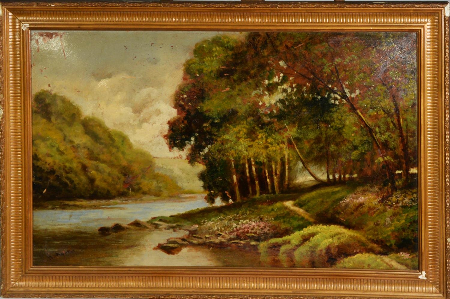 19th CENTURY ENGLISH SCHOOL PAIR OF OILS ON CANVAS Landscapes 15 1/2in x 24 1/2in (39.3 x 62.2cm) - Image 6 of 12