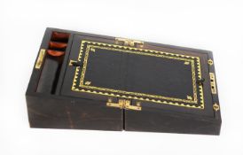 NINETEENTH CENTURY COROMANDEL PORTABLE WRITING SLOPE WITH ‘IMPROVED ‘BRAMAH LOCK, of typical form