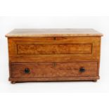 VICTORIAN SCRUMBLED PINE MULE CHEST, with lift-up top, pair of black japanned metal side handles and