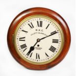 20th CENTURY REPRODUCTION WALNUT WALL CLOCK with 9 ½” enamelled Roman dial and single fusee movement