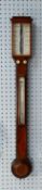 ABRAHAM & C0, EARLY NINETEENTH CENTURY FIGURED MAHOGANY STICK BAROMETER, of typical form with