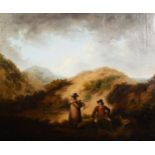 GEORGE MORLAND (1763-1804) OIL PAINTING ON RELINED CANVAS Landscape with two figures