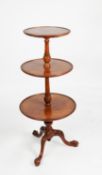 NINETEENTH CENTURY CARVED MAHOGANY THREE TIER DUMB WAITER, each graduated tier with reeded border