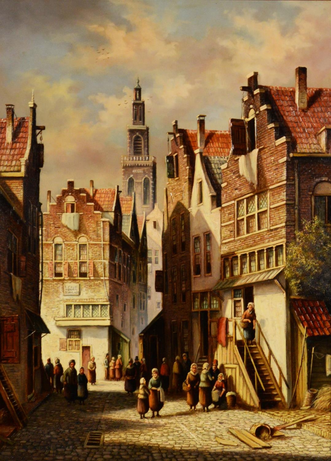 PIETER CORNELIS STEENHOUWER (1896-1972) OIL PAINTINGS ON PANEL, A PAIR Pastiche Dutch street - Image 2 of 9