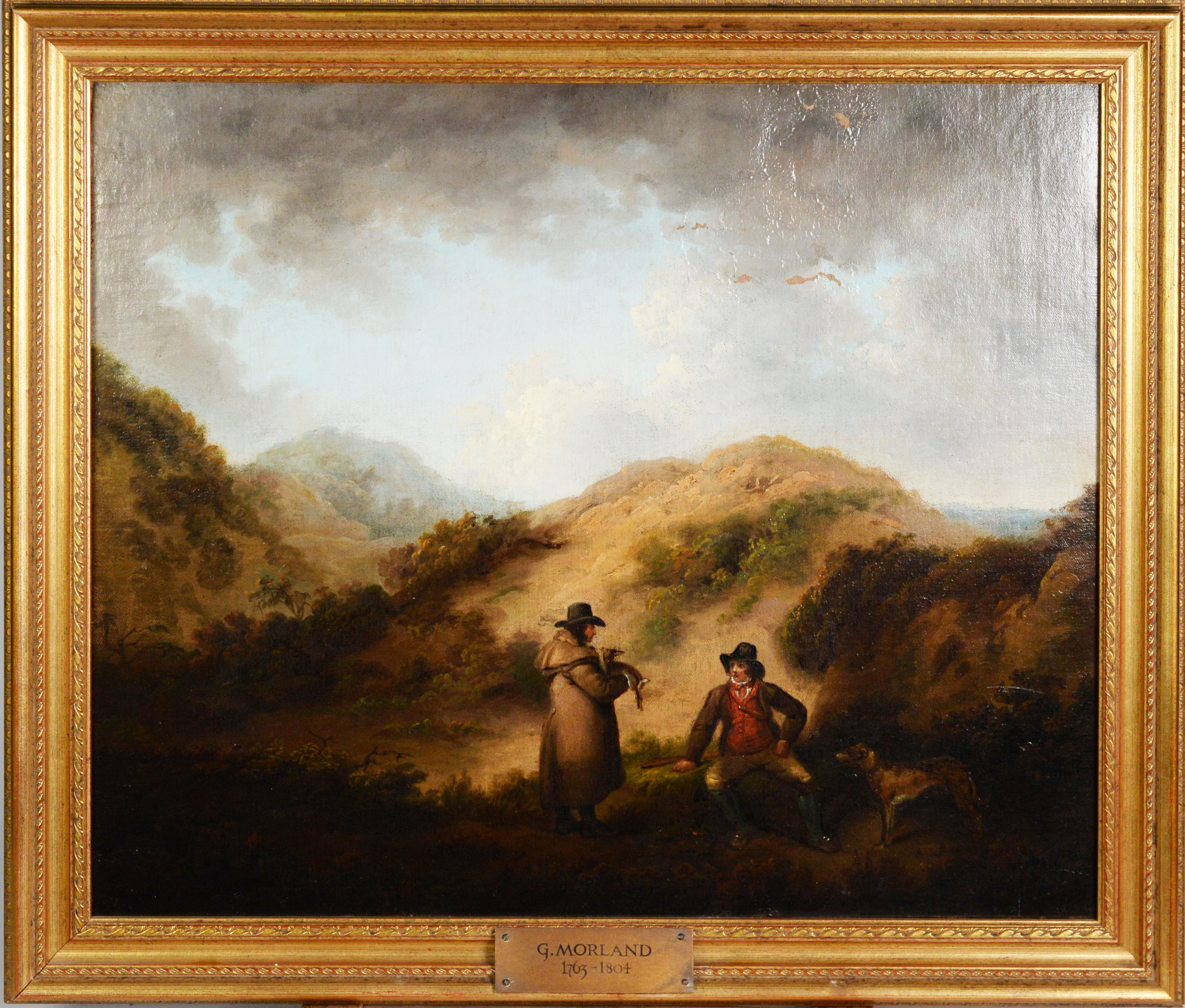 GEORGE MORLAND (1763-1804) OIL PAINTING ON RELINED CANVAS Landscape with two figures - Image 6 of 6