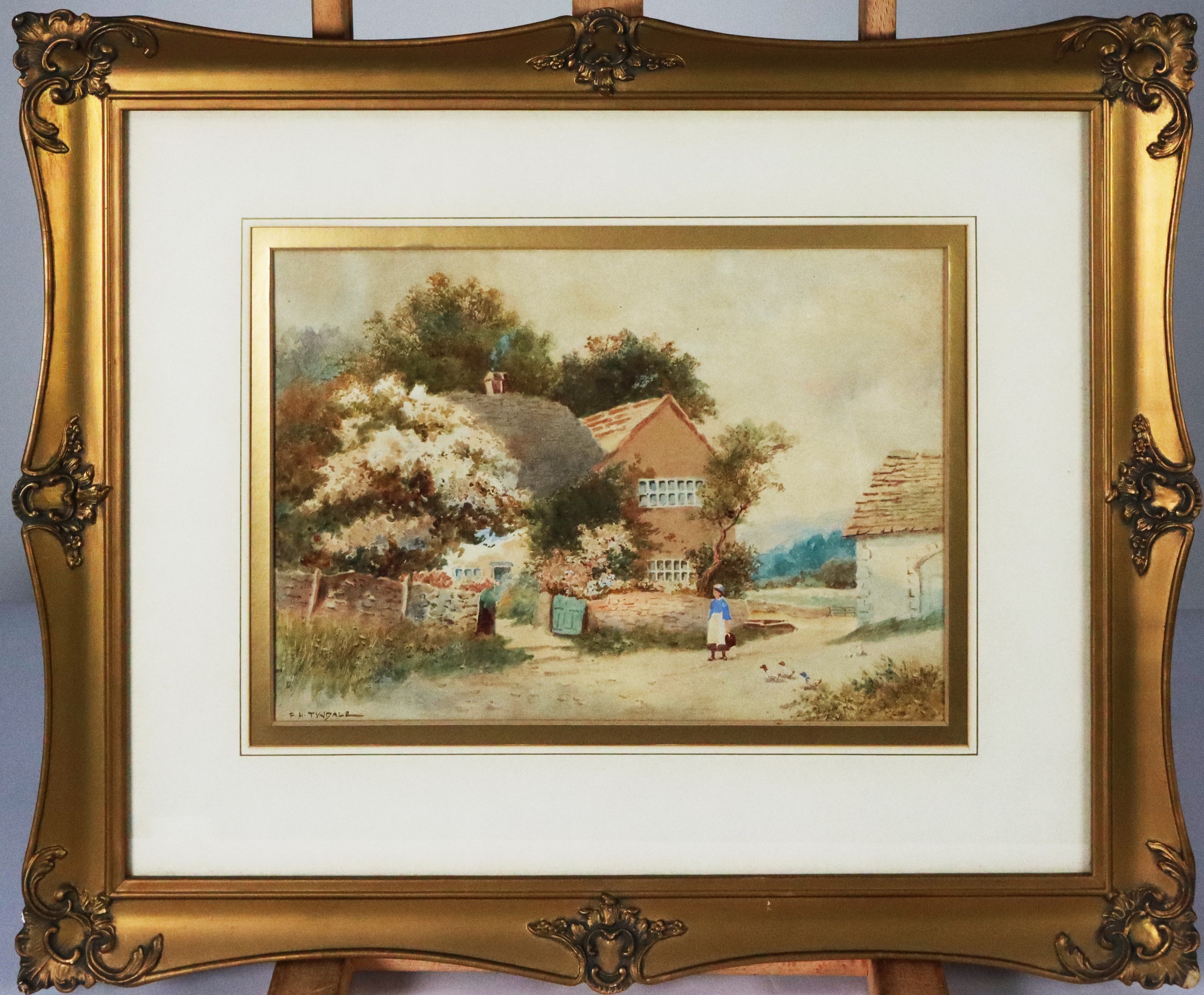 F H TYNDALE (Early Twentieth Century) PAIR OF WATERCOLOURS Rural scenes with thatched cottages - Image 2 of 2