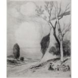 PIERRE ADOLPHE VALETTE (Fr. 1876-1942) DRYPOINT ETCHING 'The Picnic' unsigned 6" x 5" (15 cm x 12