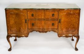 HURWITZ OF LEEDS, GEORGE II STYLE FIGURED AND CARVED WALNUT TEN PIECE DINING ROOM SUITE, comprising: