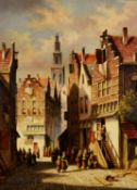 PIETER CORNELIS STEENHOUWER (1896-1972) OIL PAINTINGS ON PANEL, A PAIR Pastiche Dutch street