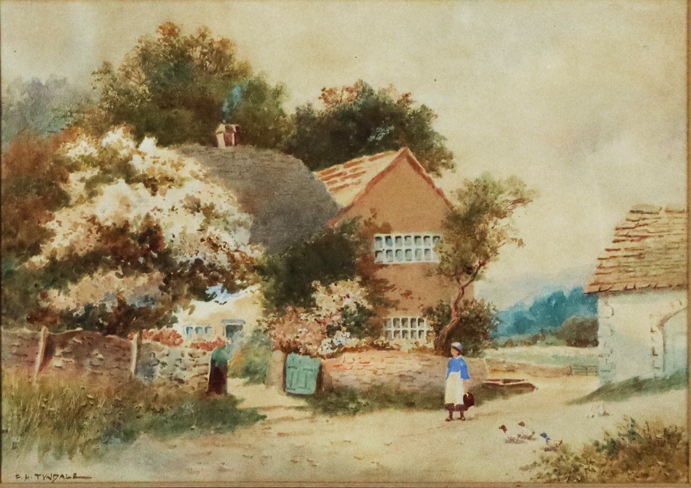 F H TYNDALE (Early Twentieth Century) PAIR OF WATERCOLOURS Rural scenes with thatched cottages