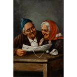 SIOTTI (Late Nineteenth/Early Twentieth Century) OIL PAINTING ON CANVAS An elderly couple at a table