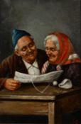 SIOTTI (Late Nineteenth/Early Twentieth Century) OIL PAINTING ON CANVAS An elderly couple at a table