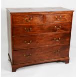 GEORGE III MAHOGANY CHEST OF DRAWERS, the moulded oblong top above two short and three long,