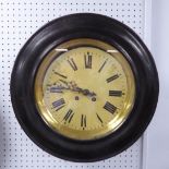FRENCH THIRD REPUBLIC PATISSERIE CLOCK, with fusee movement, in ebonised case, 40cm diameter