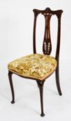 ART NOUVEAU CARVED MAHOGANY SINGLE CHAIR, FROM A DRAWING ROOM SUITE, of elegant form with foliate