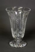 WATERFORD CUT GLASS VASE, of flared, footed form, 10” (25.4cm) high, stencilled mark