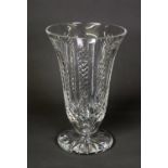 WATERFORD CUT GLASS VASE, of flared, footed form, 10” (25.4cm) high, stencilled mark