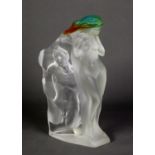 VINTAGE DAUM (NANCY, FRANCE) CAST GLASS FIGURAL ORNAMENT formed of a naked female figure in distress