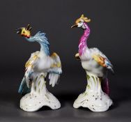 PAIR OF SITZENDORF, GERMAN PORCELAIN MODELS OF EXOTIC, CHELSEA TYPE BIRDS, each painted in colours