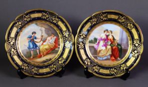 PAIR OF LATE NINETEENTH CENTURY HAND PAINTED VIENNA PORCELAIN CABINET PLATES, SIGNED HOUSMANN and