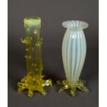 JOHN WALSH WALSH VICTORIAN VASELINE GLASS THORN VASE, of typical form, 6” (15.2cm) high, together