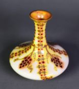 PILKINGTONS LUSTRE GLAZED POTTERY SMALL VASE BY WILLIAM S MYCOCK, of compressed bottle form with