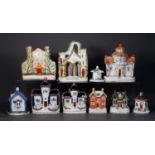 COLLECTION OF TEN NINETEENTH CENTURY AND LATER STAFFORDSHIRE HOUSES, including: FIVE PASTILLE
