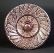TWENTIETH CENTURY VALENCIA HISPANO-MORESQUE MOULDED AND LUSTRE GLAZED POTTERY CHARGER, of typical