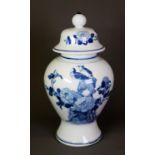 MODERN CHINESE BLUE AND WHITE PORCELAIN LARGE GINGER JAR AND COVER, of typical form, painted with