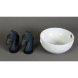 LLADRO PORCELAIN DRAGON BOWL AND CHOPSTICKS, type 375, together with a PAIR OF LLADRO OTHELLO WALL