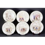 VICTORIAN ROYAL WORCESTER CHINA NINE PIECE ‘PIXIE GNOME’ DESSERT SERVICE FOR SIX PERSONS,