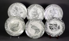 SET OF NINE ADAMS POTTERY MONOCHROME PRINTED POTTERY PLAQUES The Birds of America, after John