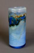 ATTRIBUTED TO SAMUEL HERMAN, HAND WORKED AND CASED STUDIO GLASS VASE, of cylindrical form, worked in