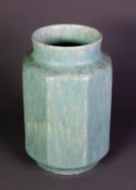 PILKINGTONS ROYAL LANCASTRIAN POTTERY VASE, of hexagonal form with short neck and base, matt