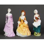 TWO ROYAL DOULTON CHINA FIGURES, ‘SANDRA’ HN2275, and ‘LIZZIE’ HN2749, together with a COALPORT,