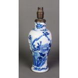 CHINESE NINETEENTH CENTURY PORCELAIN BALUSTER VASE, painted in underglaze blue with two birds