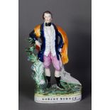 NINETEENTH CENTURY STAFFORDSHIRE FLAT BACK POTTERY FIGURE OF ‘ROBERT BURNS’, painted in colours