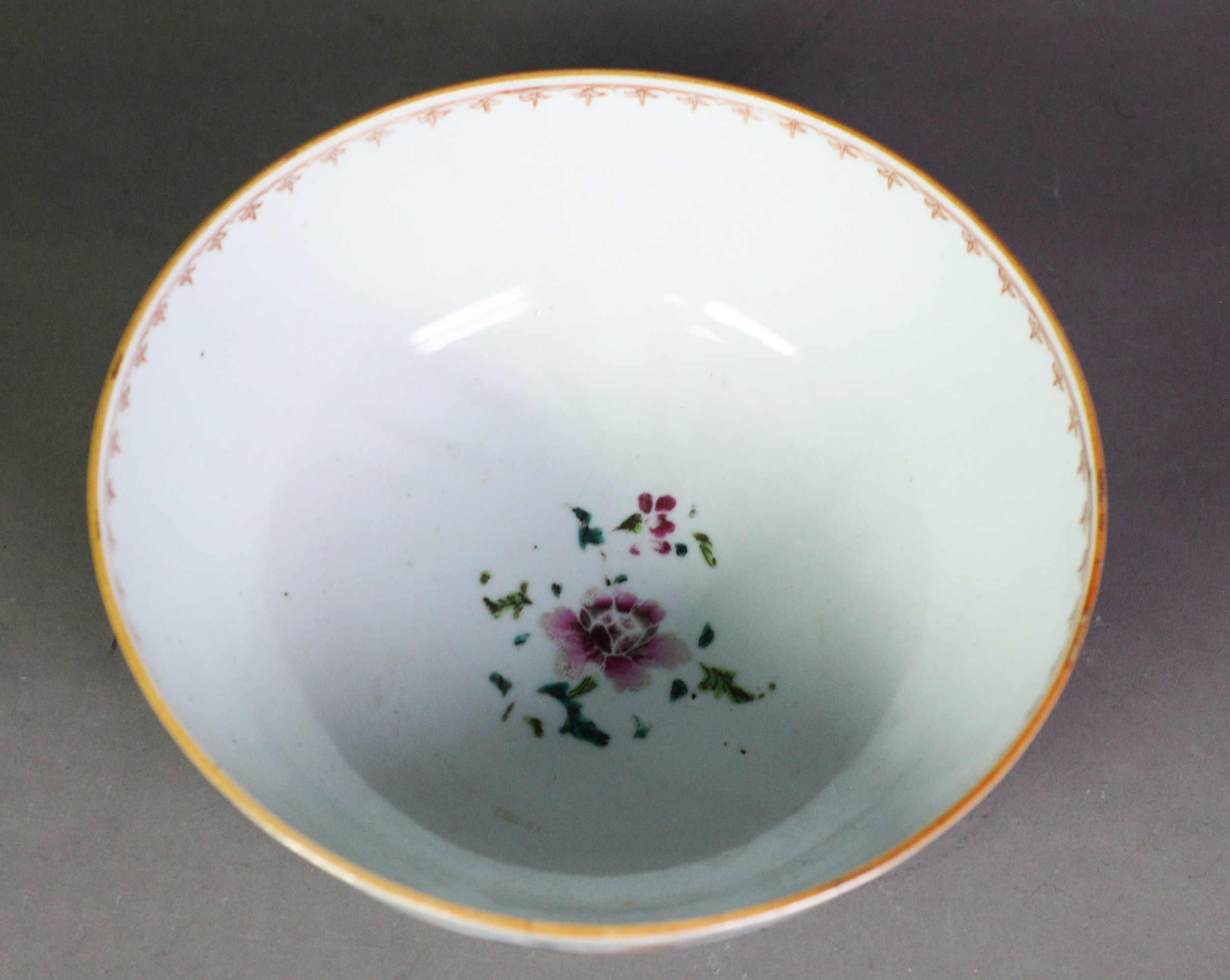 CHINESE LATE QING DYNASTY PORCELAIN FAMILLE ROSE BOWL enamelled with flowers framed within - Image 3 of 3