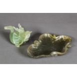 TWO PIECES OF ORIENTAL CARVED JADE, comprising: MODEL OF A DRAGON, 2“ (5.1cm) high, and a MODEL OF A