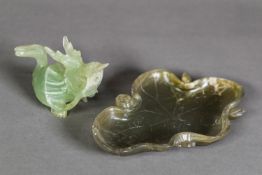 TWO PIECES OF ORIENTAL CARVED JADE, comprising: MODEL OF A DRAGON, 2“ (5.1cm) high, and a MODEL OF A