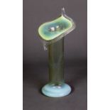 NINETEENTH CENTURY ‘JACK IN THE PULPIT’ VASELINE GLASS VASE, 10” (25.4cm) high C/R- very minor