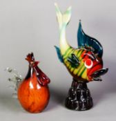 MURANO STUDIO GLASS MODEL OF AN EXOTIC FISH, in multicolours, tail raised up, 14in (35.5cm) high and