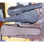 THREE MODERN HARD BODIED VIOLIN CASES, one with soft outer case, and ANOTHER, OLDER, (4)